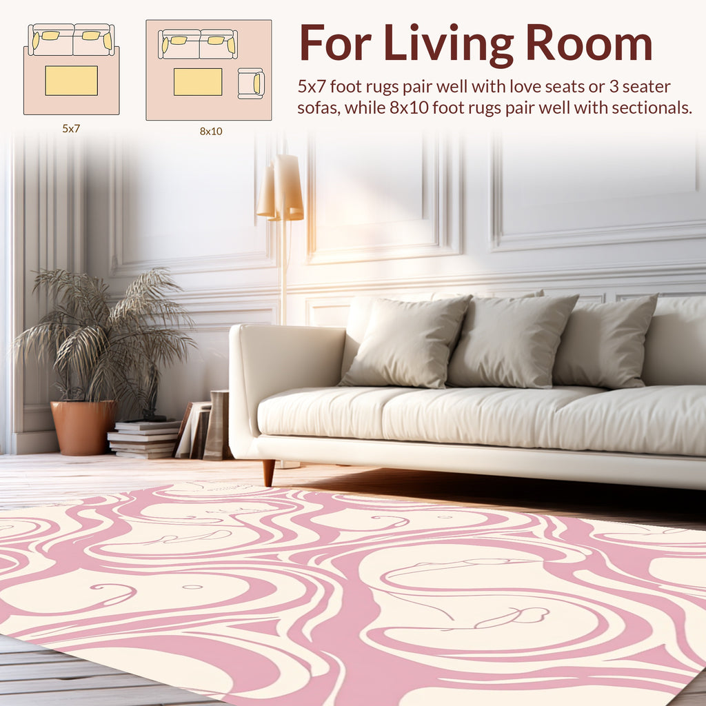 Pink Fluid Abstract Face Pattern Rug