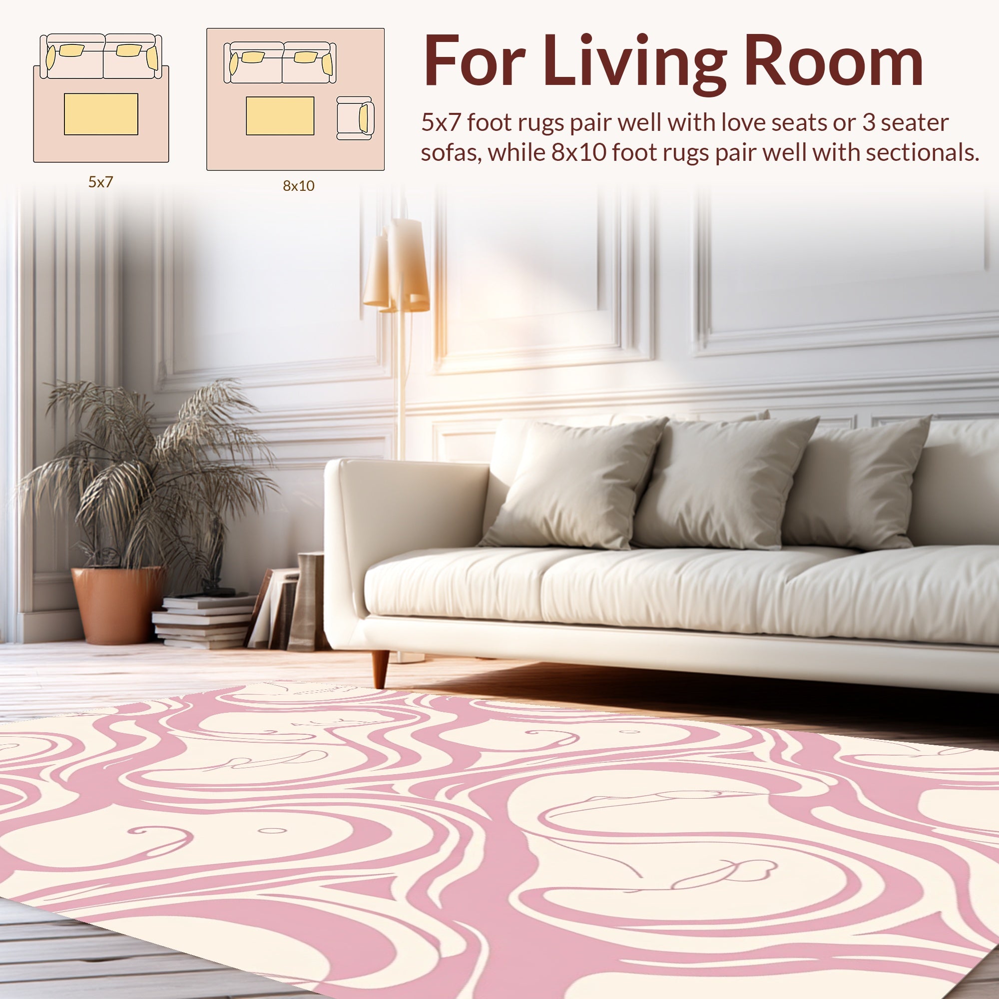 Pink Fluid Abstract Face Pattern Rug