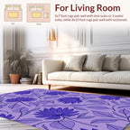 Purple Palm Leaf Art Deco Rug
