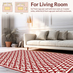 Classic Red Cream Damask Pattern Rug