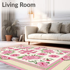 Pink Floral Garden Medallion Rug