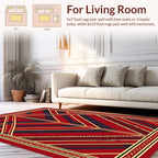 Red Gold Geometric Stripe Rug