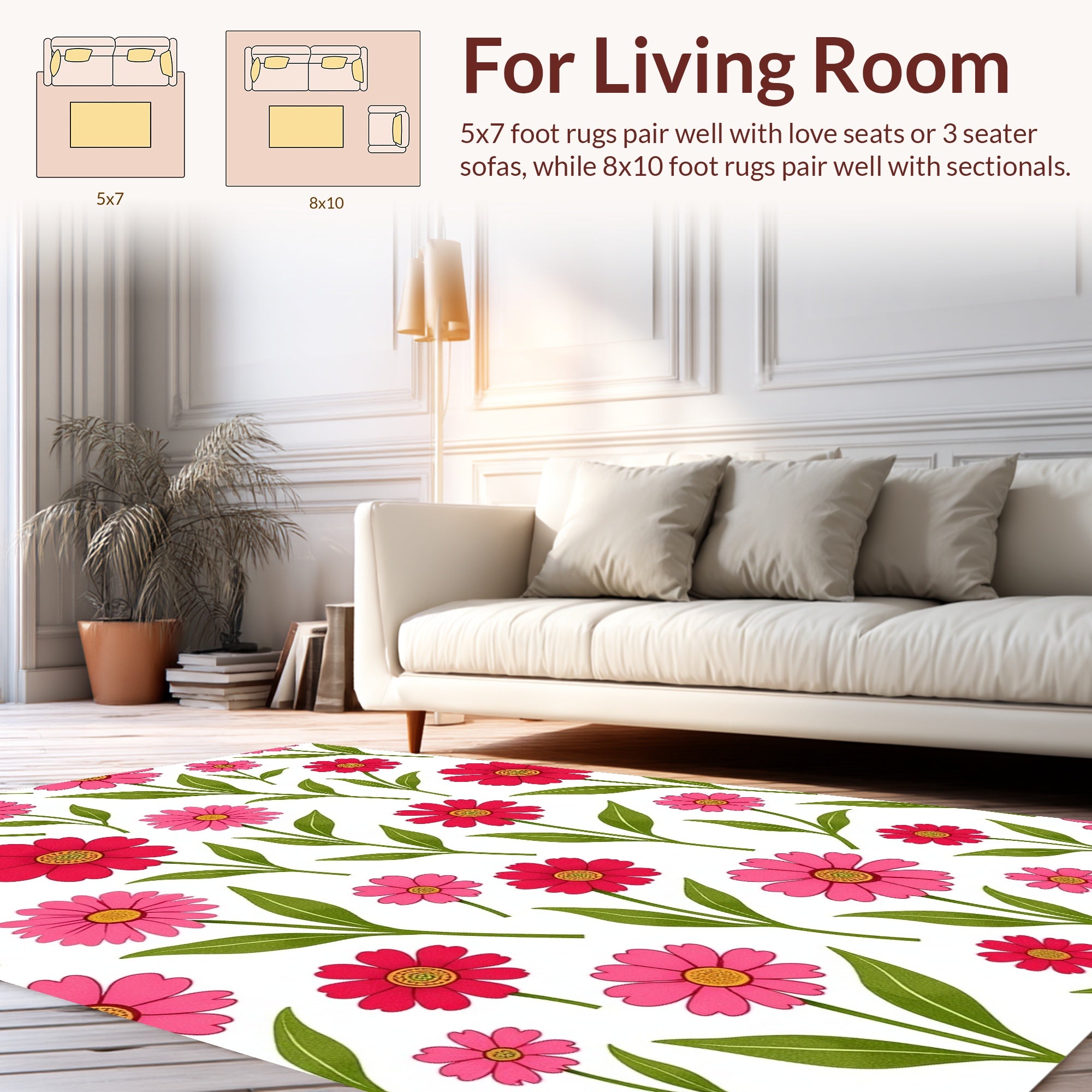 Whimsical Floral Pattern Meadow Design Rug