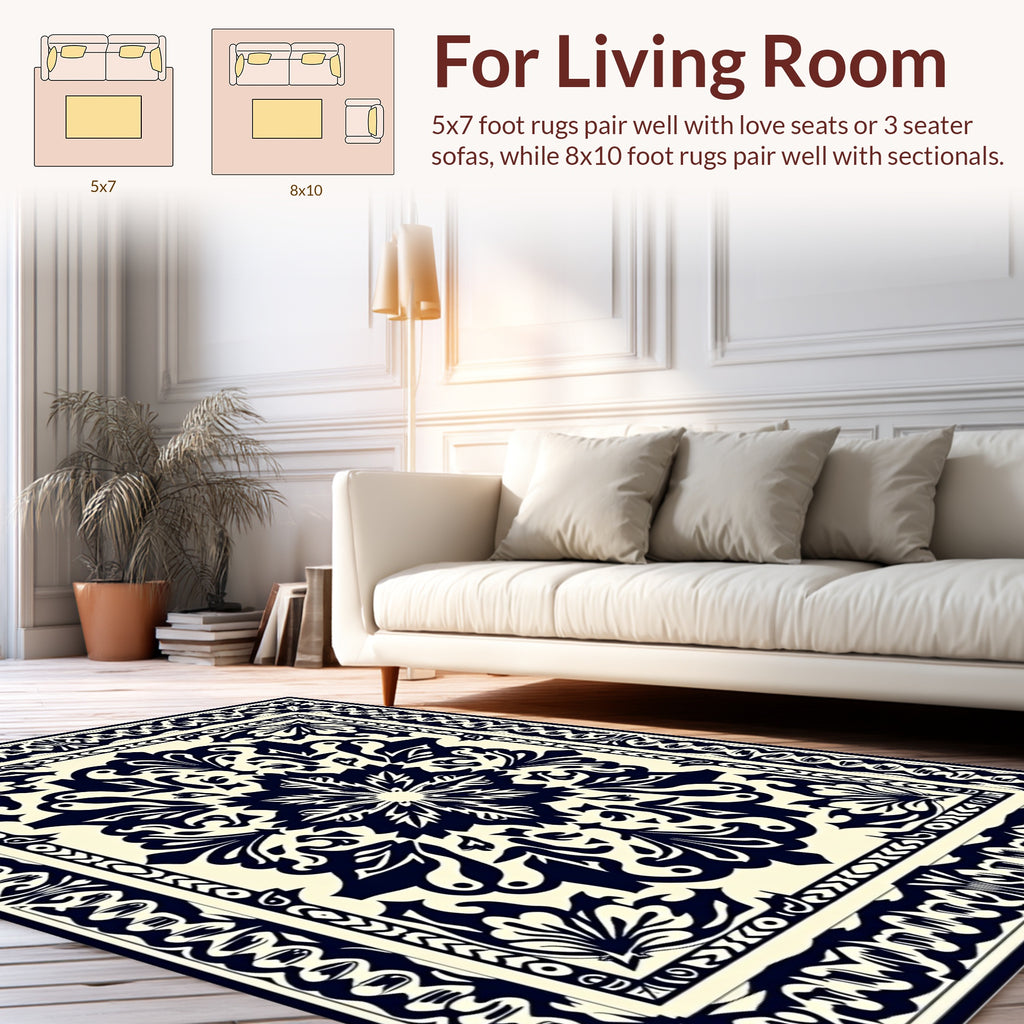 Ornate Bold Filigree Pattern Rug