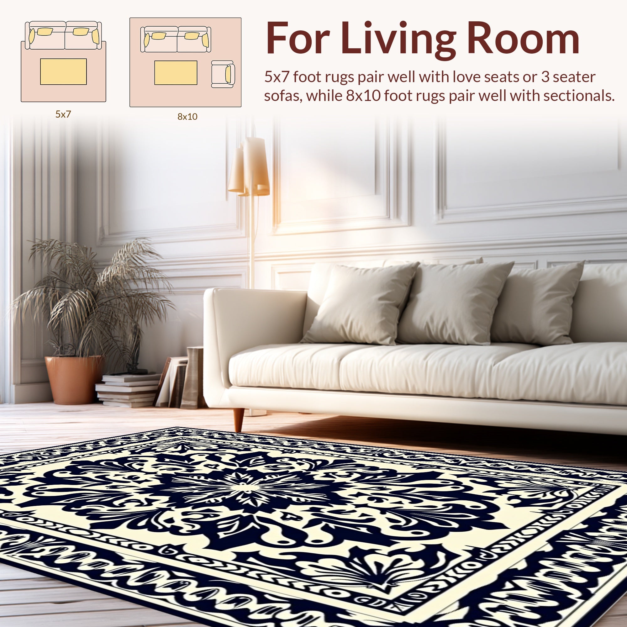 Ornate Bold Filigree Pattern Rug