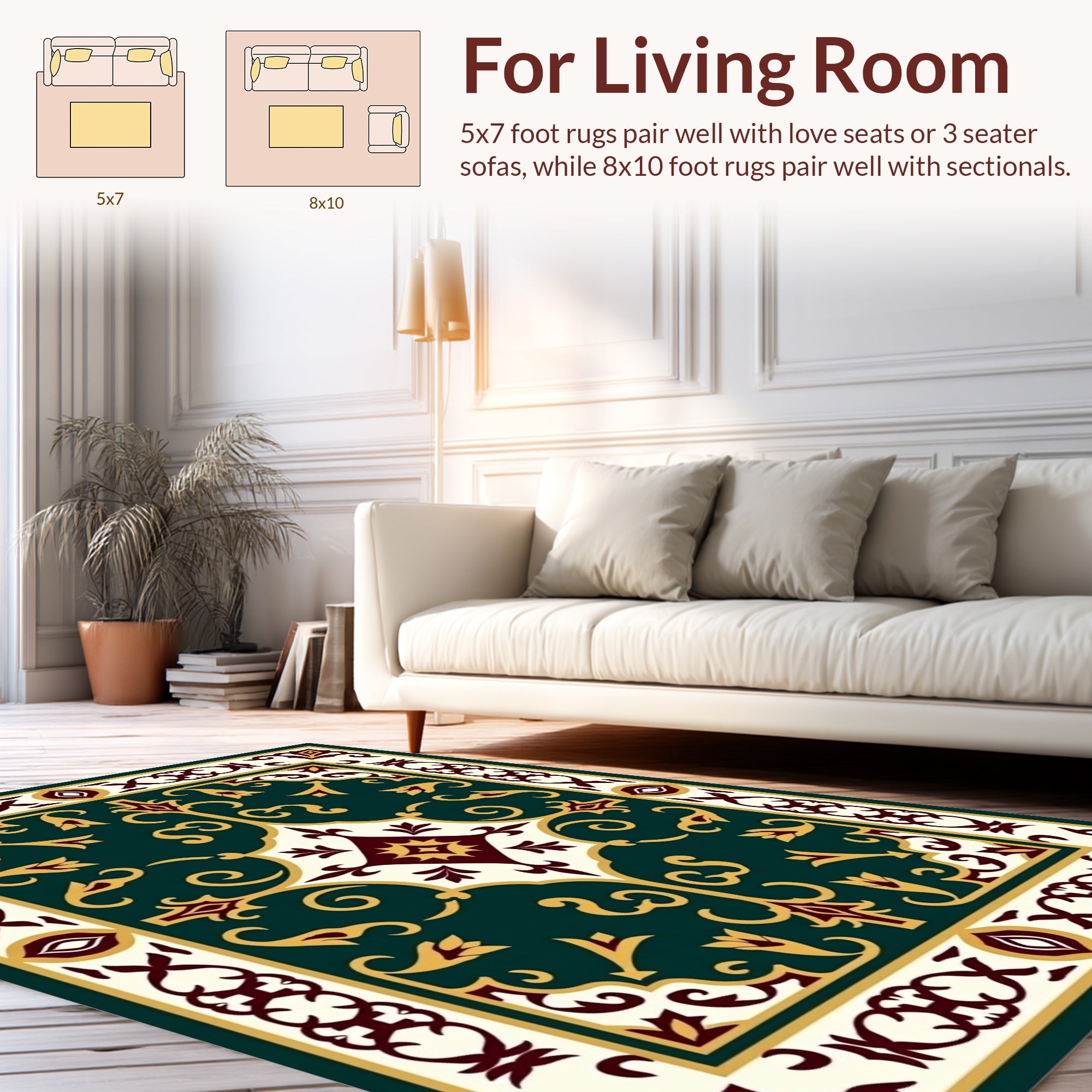 Rich Emerald Medallion Motif Rug