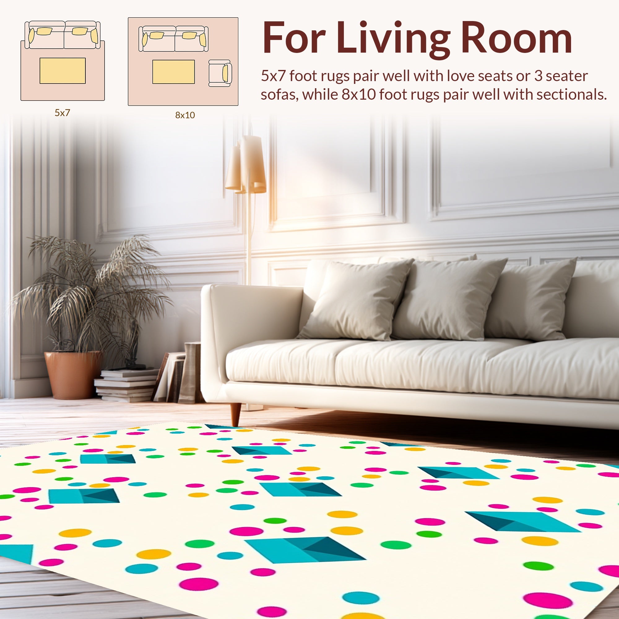 Bright Diamond Dot Pattern Rug