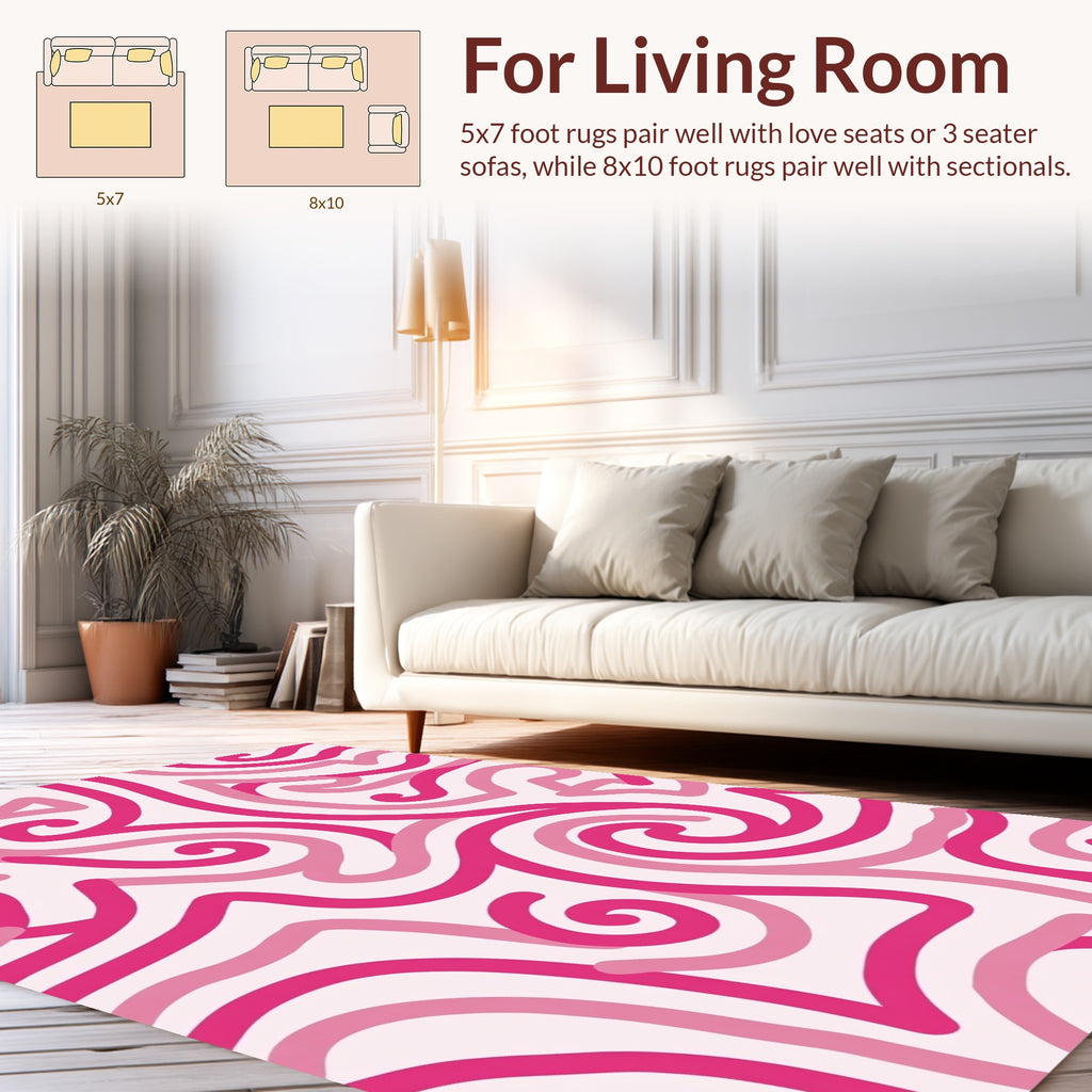 Swirling Pink Abstract Pattern Rug