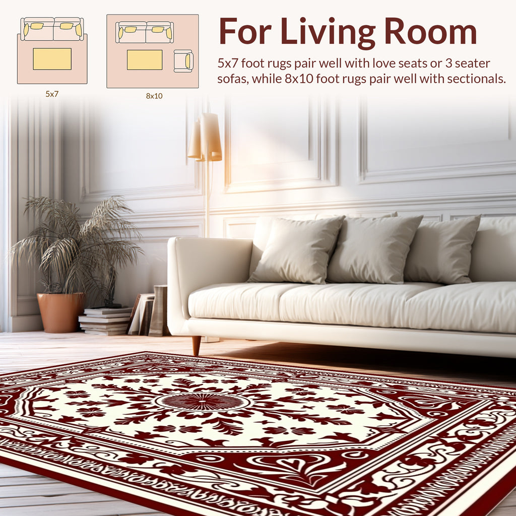 Ornate Floral Medallion Pattern Rug