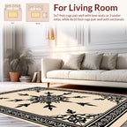 Ornate Black Floral Mandala Border Rug