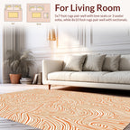 Orange Swirl Line Abstract Art Rug