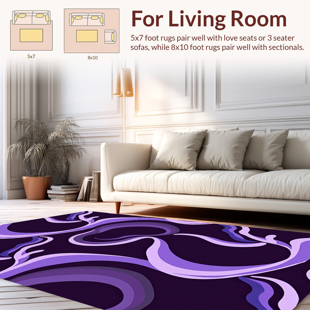 Purple Swirls Abstract Pattern Design Rug