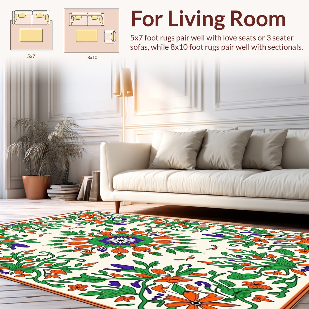 Vibrant Floral Patterned Rug