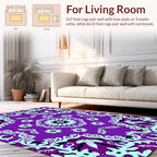 Purple Floral Medallion Mandala Design Rug
