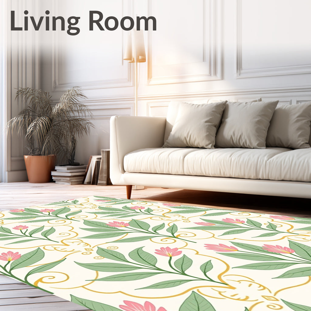 Floral Botanical Damask Pattern Rug