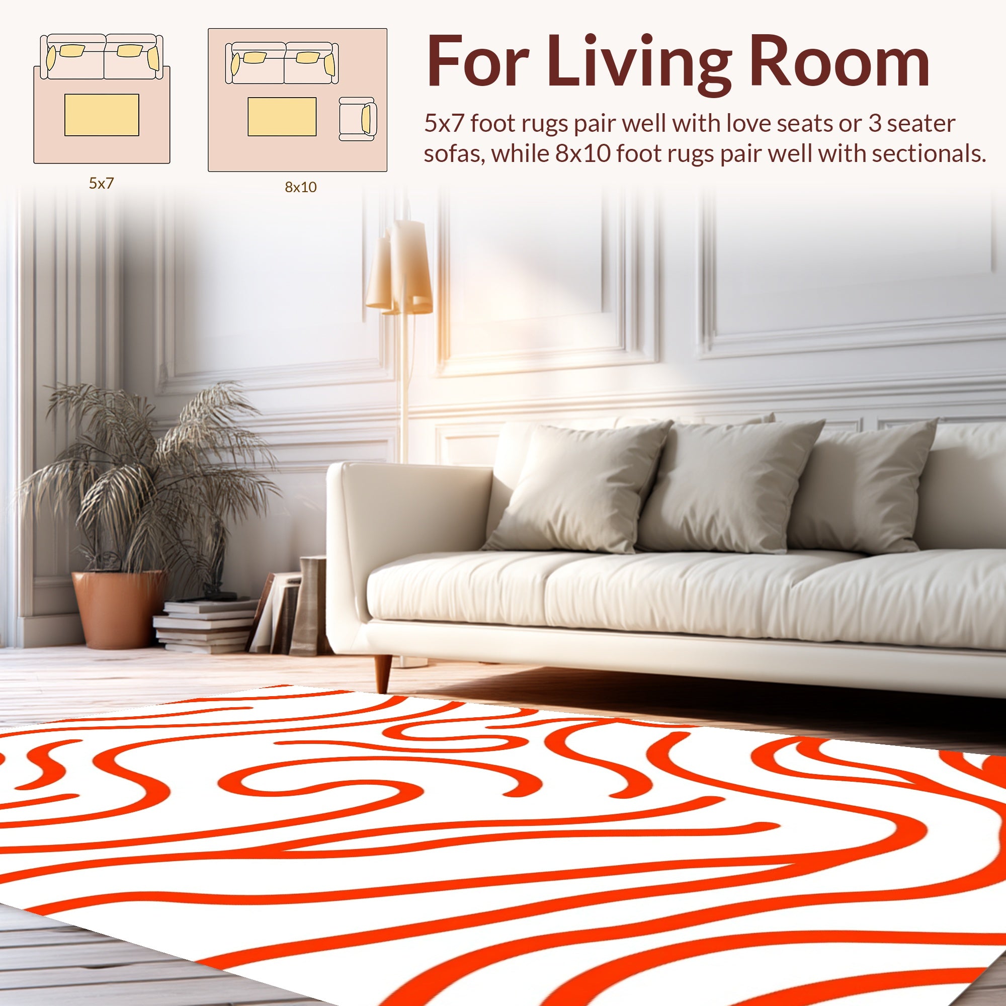 Bold Orange Swirl Abstract Pattern Rug