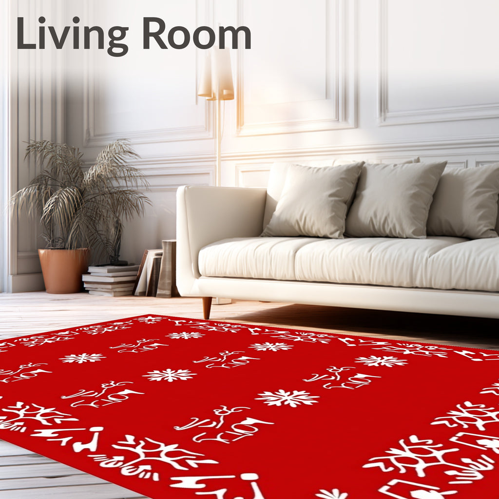 Crimson White Antler Ice bloom Stripe Rug