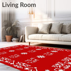 Crimson White Antler Ice bloom Stripe Rug