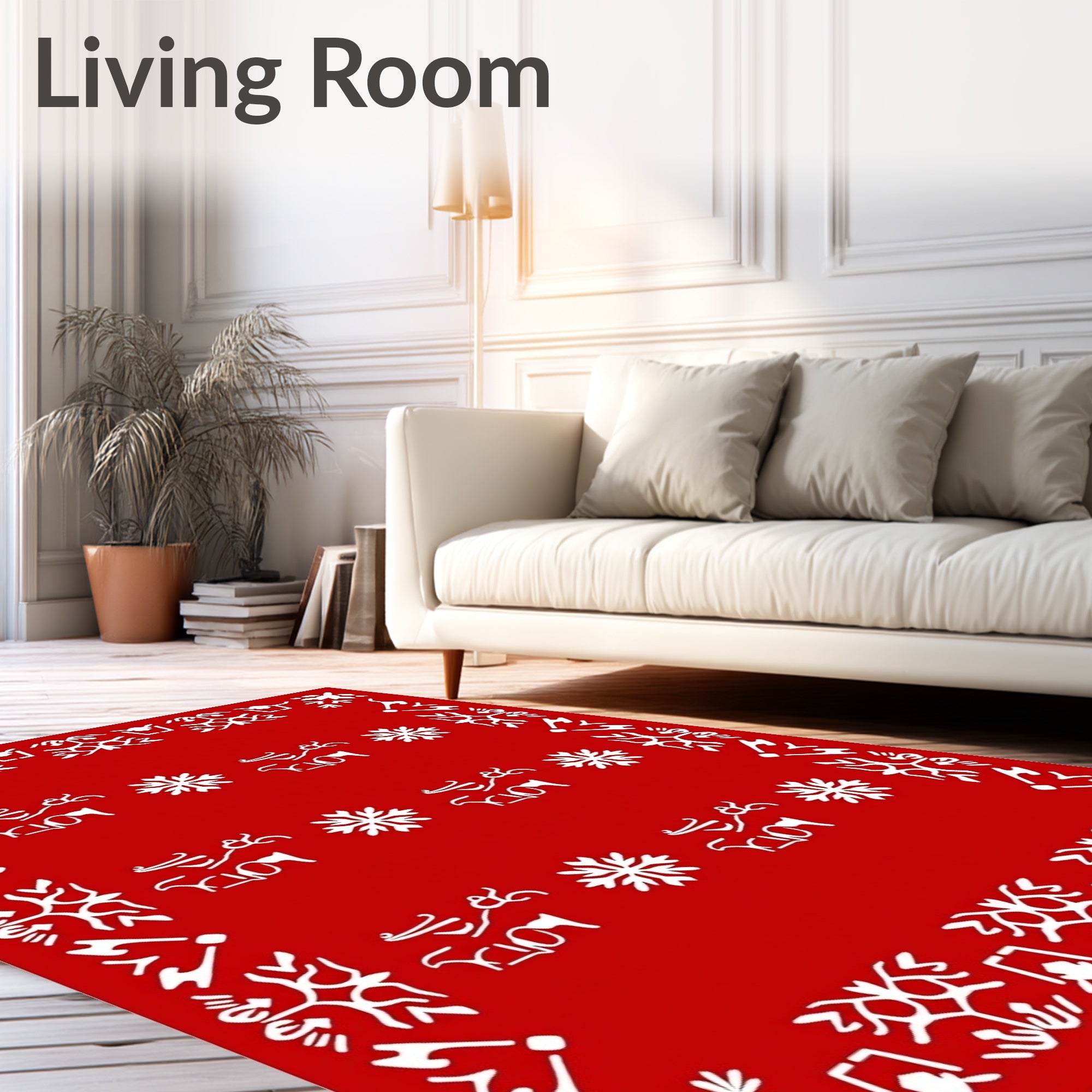 Crimson White Antler Ice bloom Stripe Rug