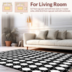 Black White Geometric Lattice Pattern Rug