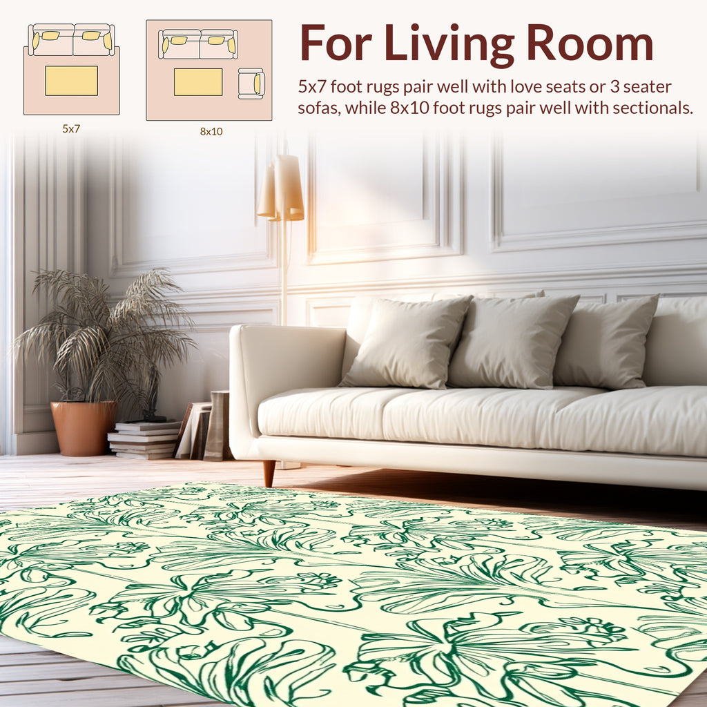 Art Nouveau Illustrated Floral Pattern Rug