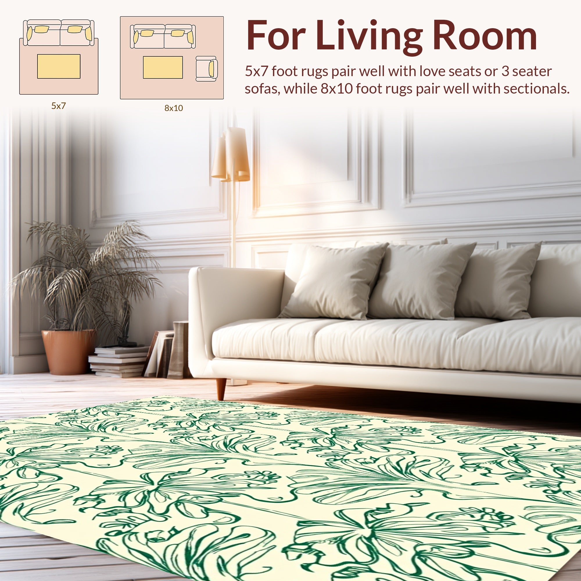 Art Nouveau Illustrated Floral Pattern Rug