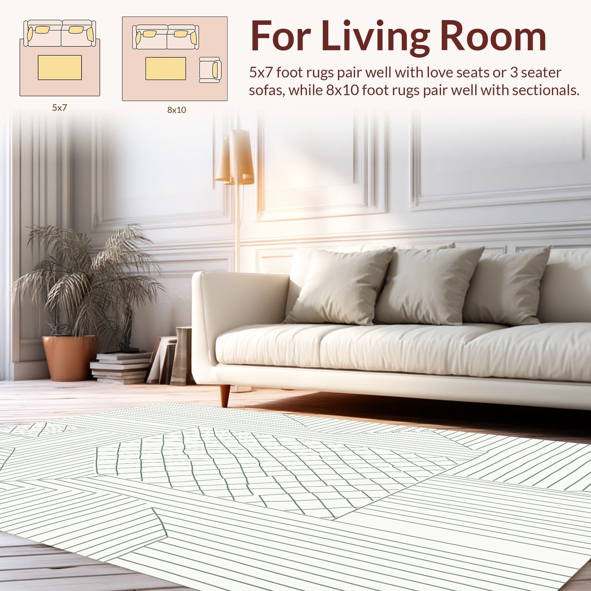 Geometric Abstract Hand Drawn Lines Rug