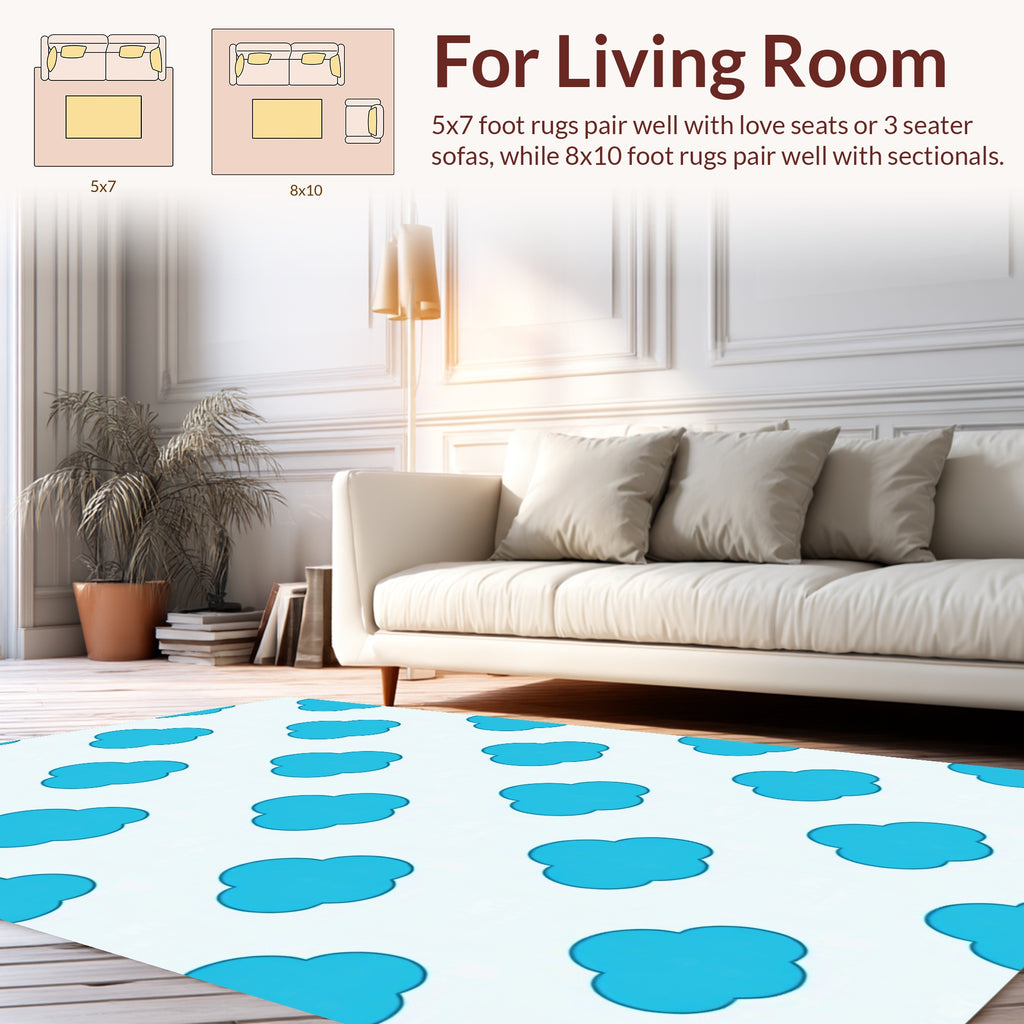 Charming Blue Cloud Pattern Rug