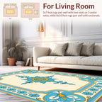 Azure Floral Patterned Medallion Rug