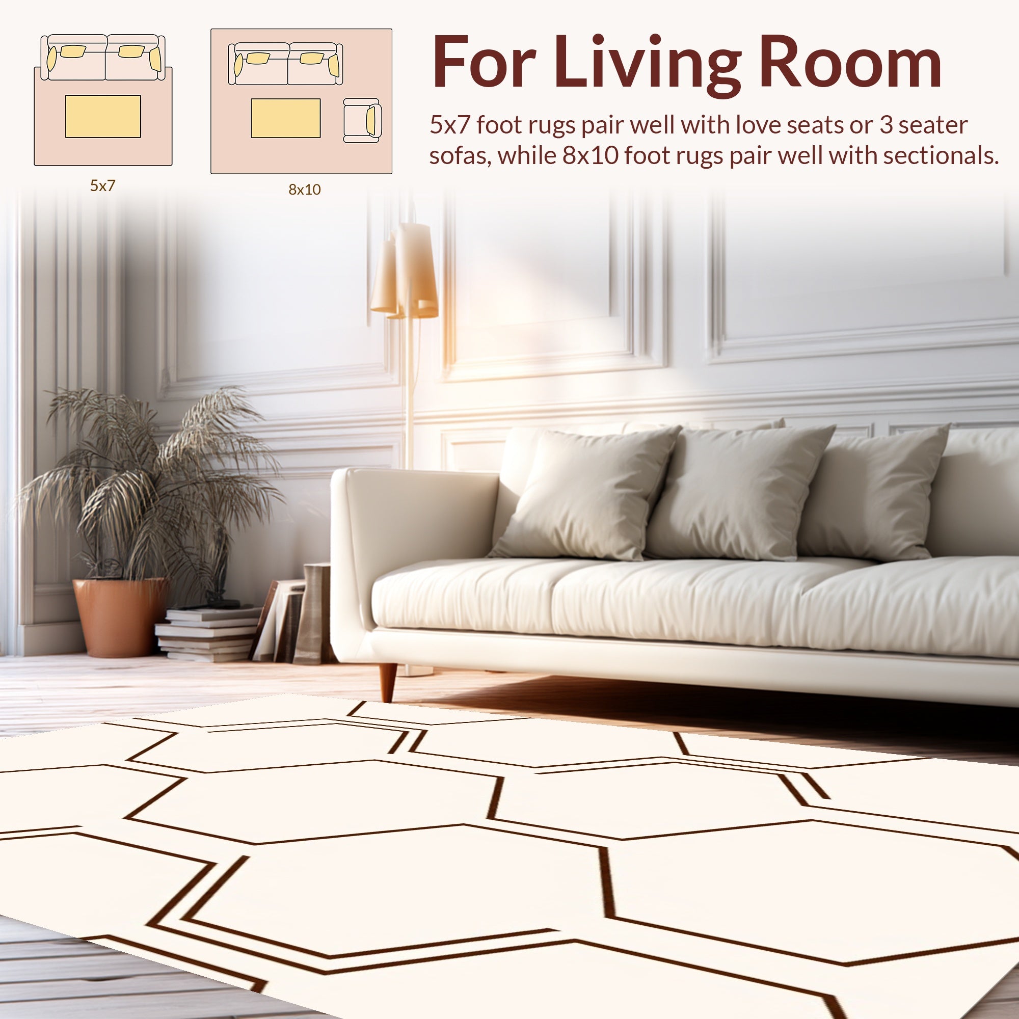 Minimalist Geometric Hexagon Pattern Rug