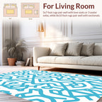 Blue Geometric Maze Pattern Rug