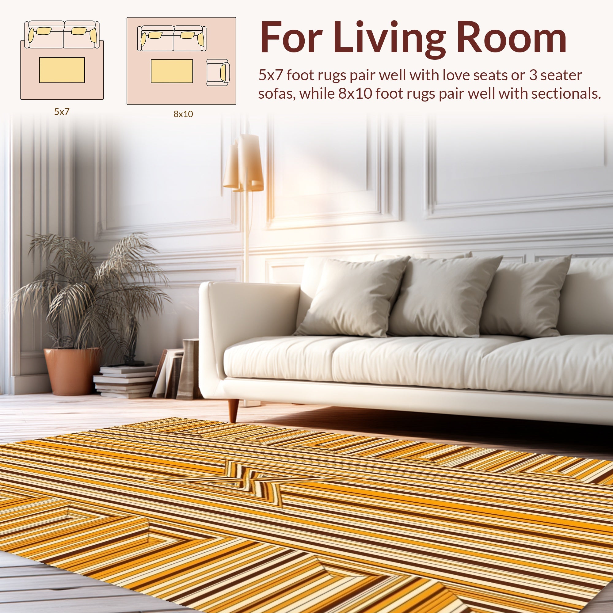 Striped Geometric Optical Illusion Rug