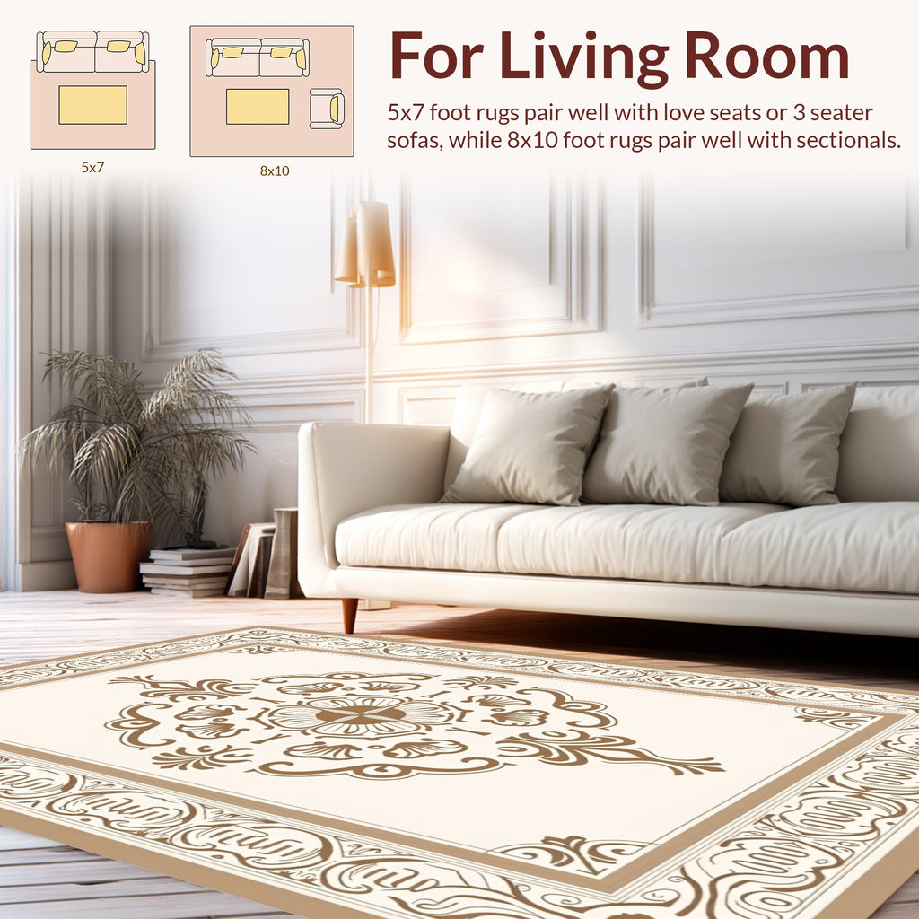 Elegant Scrollwork Centerpiece Design Rug