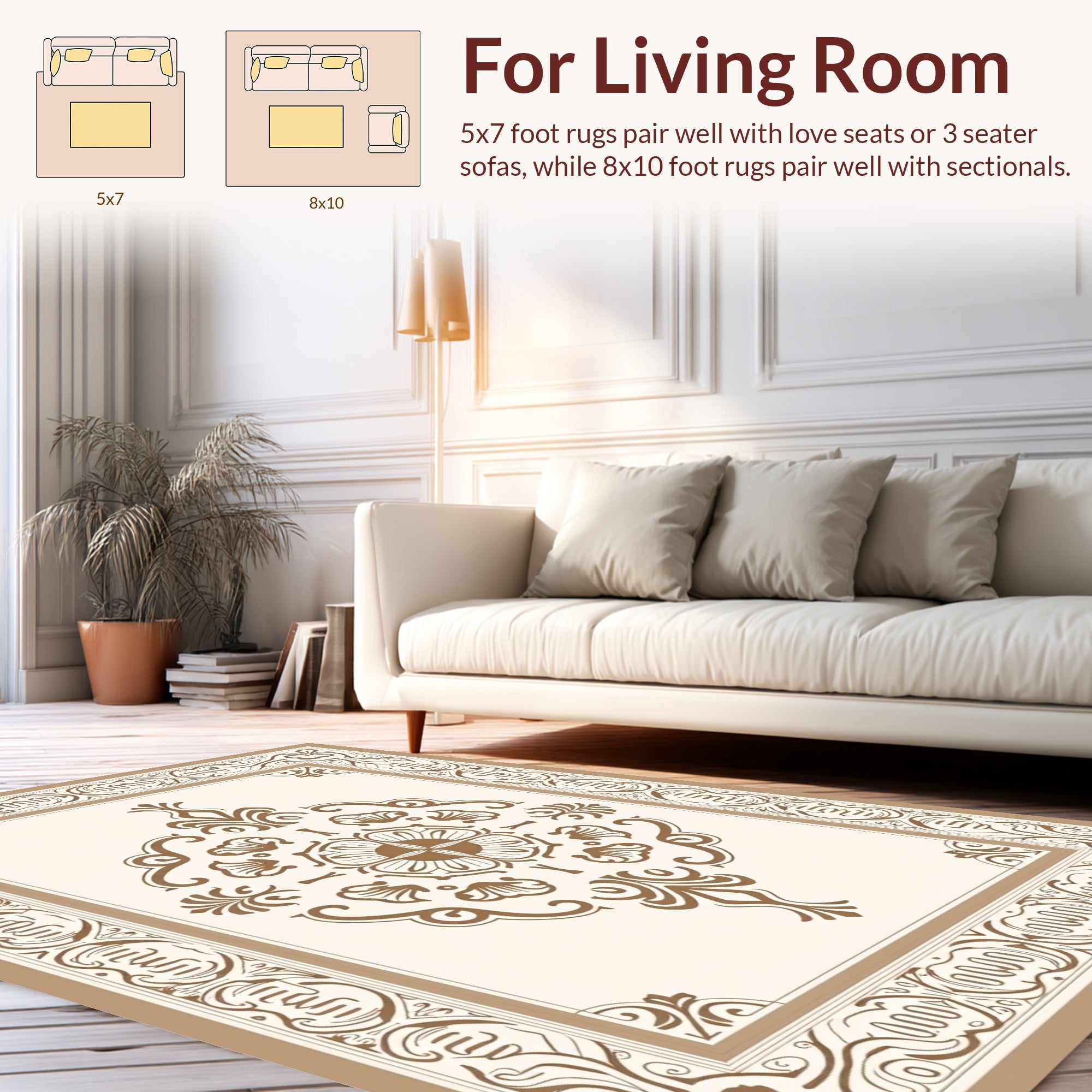 Elegant Scrollwork Centerpiece Design Rug