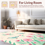 Whimsical Birds and Blooming Flowers Rug