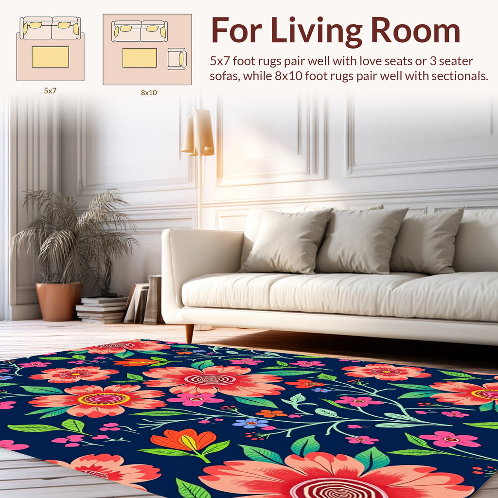 Coral Bloom Garden Pattern Rug