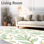 Soft Green Leafy Branches Whimsical Art Rug