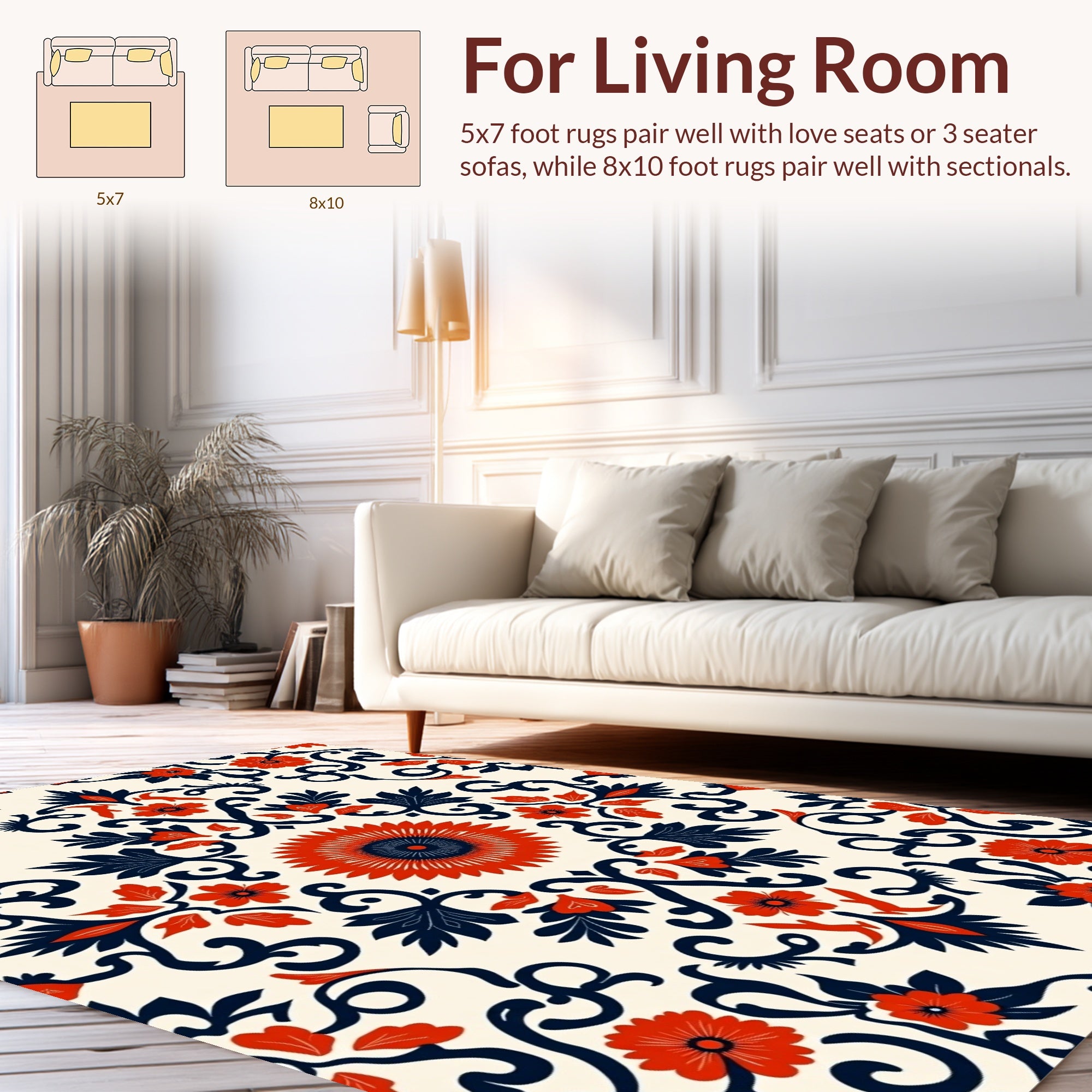 Ornate Floral Swirl Pattern Rug