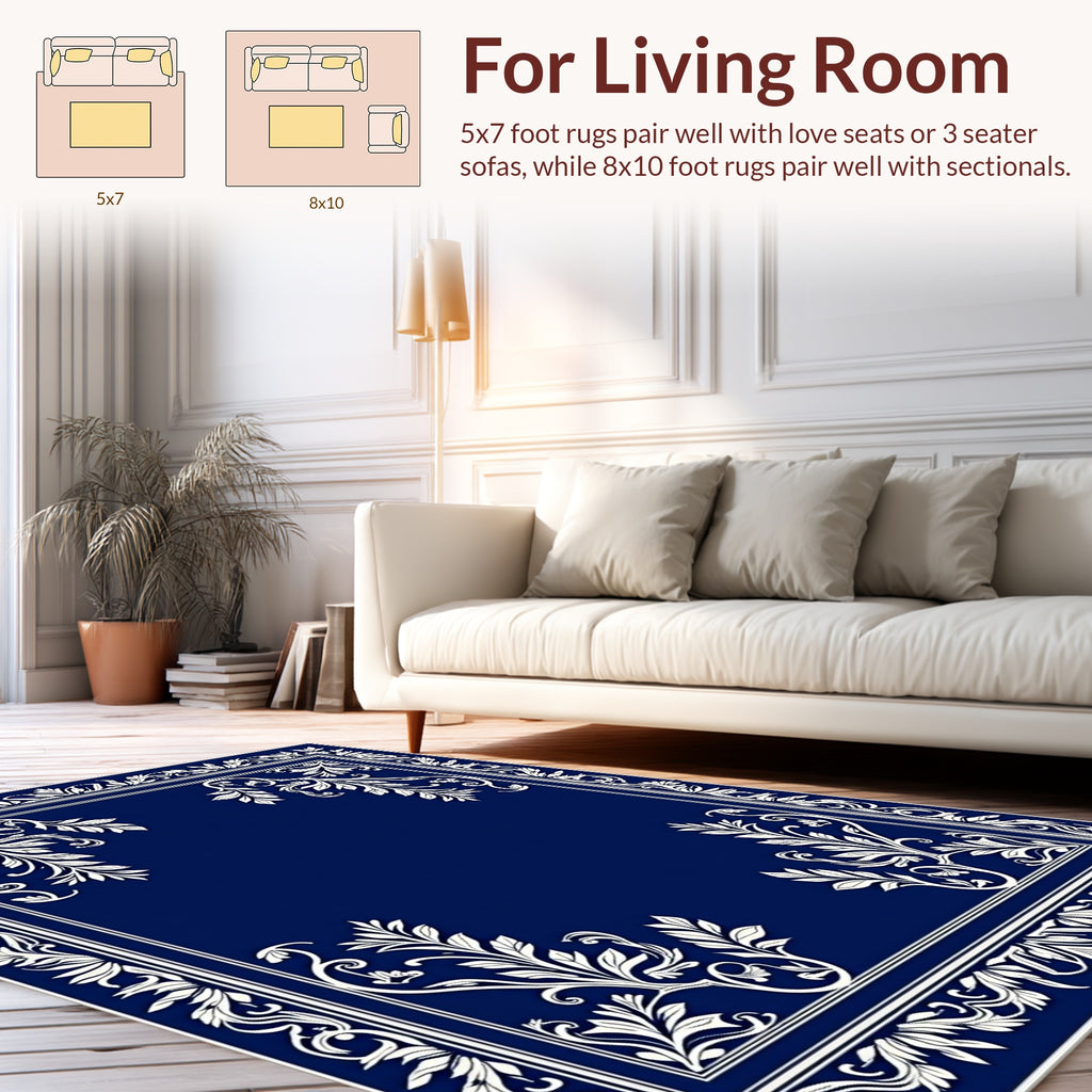 Elegant Floral Vines Border Design Rug