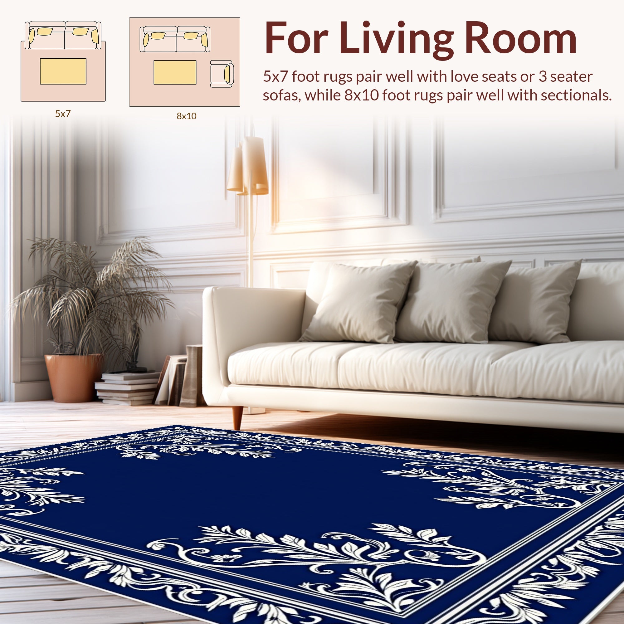 Elegant Floral Vines Border Design Rug