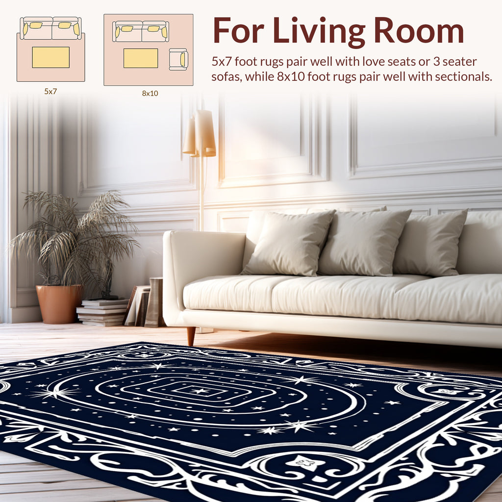 Celestial Night Star Constellation Rug