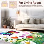 Butterfly Daisy Filled Meadow Design Rug