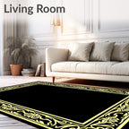 Ornate Yellow Floral Frame Design Rug