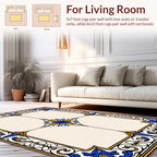 Elaborate Royal Blue Gold Floral Scroll Rug