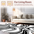 Abstract Swirls Black White Pattern Rug