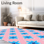 Pink Blue Floral Medallion Repeating Rug