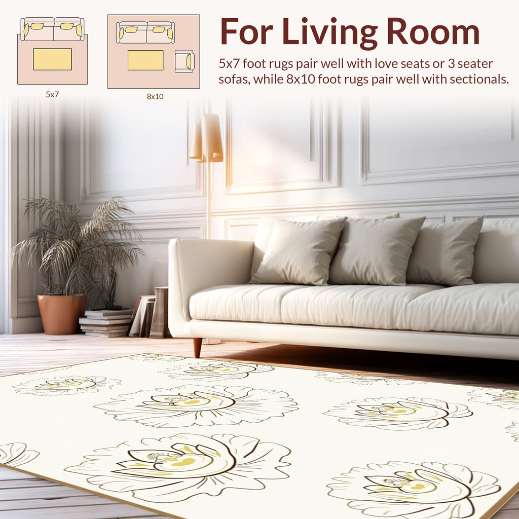 Elegant Floral Pattern With Golden Accents Rug