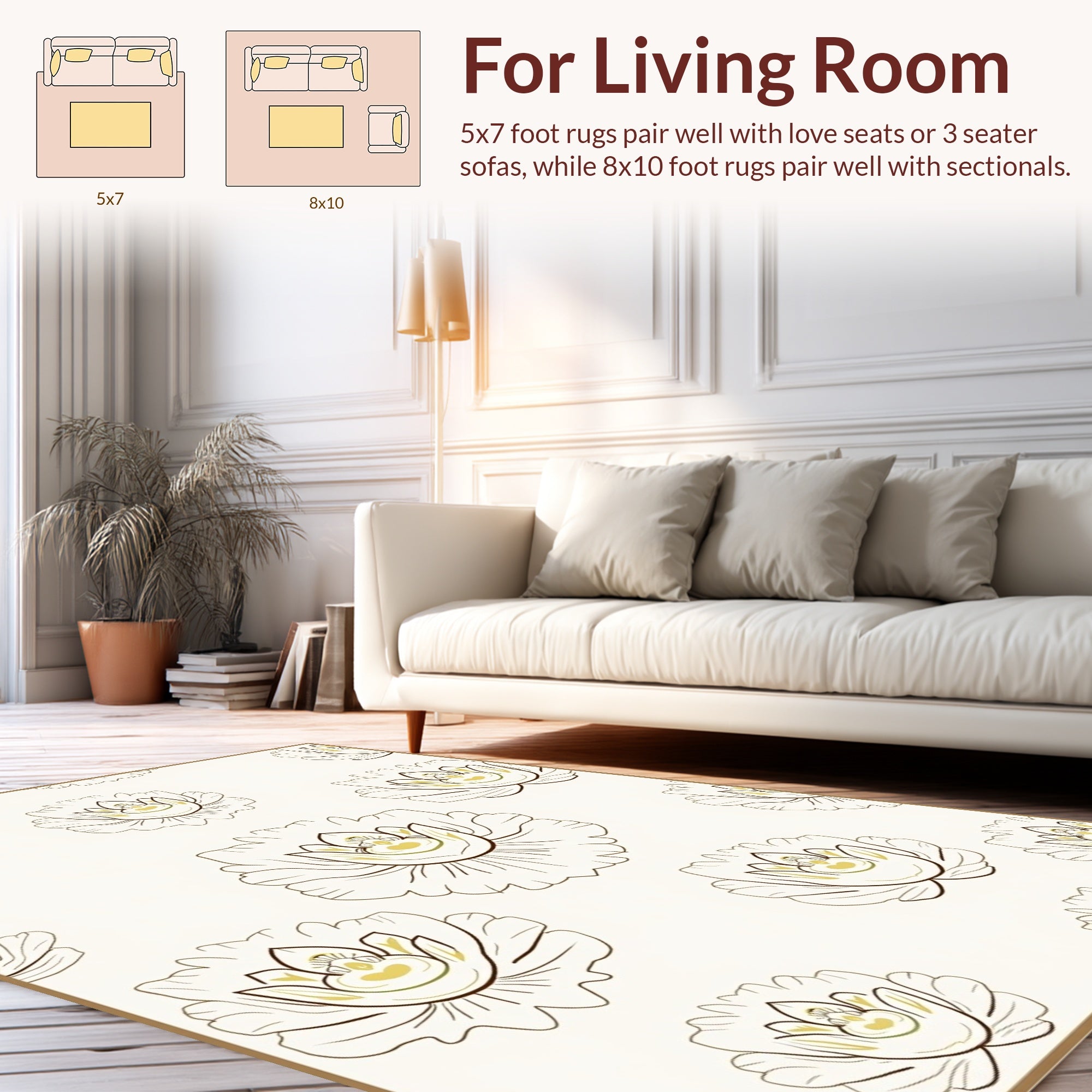 Elegant Floral Pattern With Golden Accents Rug