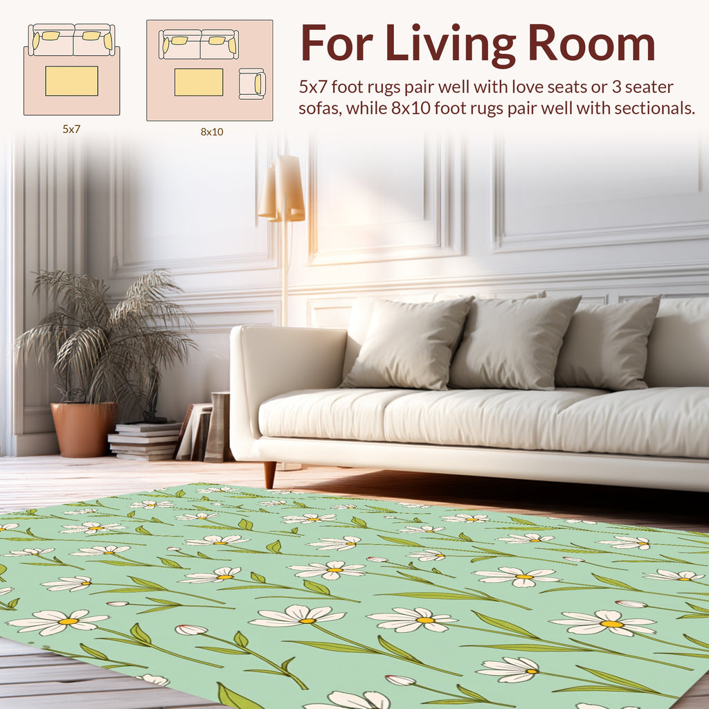 Retro Daisy Field Pattern Rug