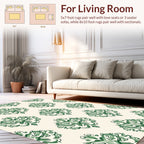 Elegant Green Floral Damask Pattern Rug